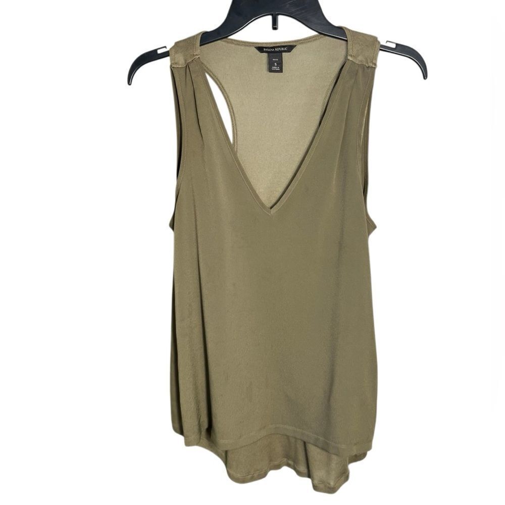 Banana Republic Draped V-Neck Tank Top in green olive Size Small Petite